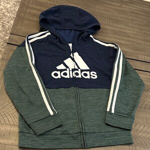 Adidas Kids' Full Zip Hoodie in Navy and Green